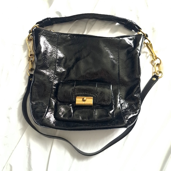 Coach Handbags - Coach | Black and gold soft leather vintage women's satchel purse
